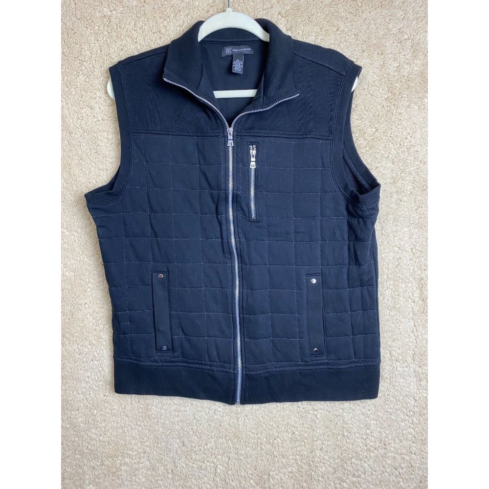 International Concepts I.N.C Mens Sz. L Black Sleeveless Full Zip Quilted Vest